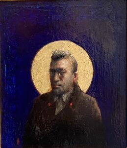 Kevin Hendley - Still Life with Red Button oil painting 16 x 18 cm